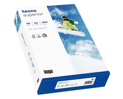 500 Blatt tecno®superior A4 Druckerpapier hochweiß, 90 g/m2 - mit ColorLok®-Technologie